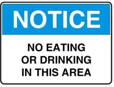 NOTICE - NO FOOD OR DRINK BEYOND THIS POINT – Part No. NT 18